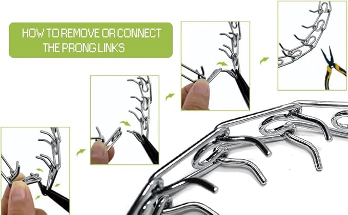 Prong Pinch Collar for Dogs with Quick Release Buckle, Adjustable Training Collar for Small Medium Large Dogs, Helps Prevent Dog from Pulling(2.3mm, Neck Size 13.78"-17.32"), Silver