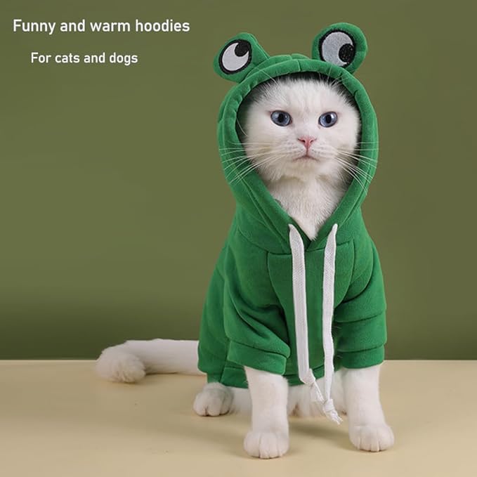 ANIAC Pet Hoodie Cat Rabbit Outfit with Bunny Ears Cute Sweatshirt Spring and Autumn Puppy Knitted Sweater Kitty Soft Knitwear (Green, Large)
