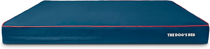 The Dog’s Bed Orthopedic Memory Foam Dog Bed, XXXL Blue/Red 64x44, Pain Relief for Arthritis, Hip & Elbow Dysplasia, Post Surgery, Lameness, Supportive, Calming, Waterproof Washable Cover