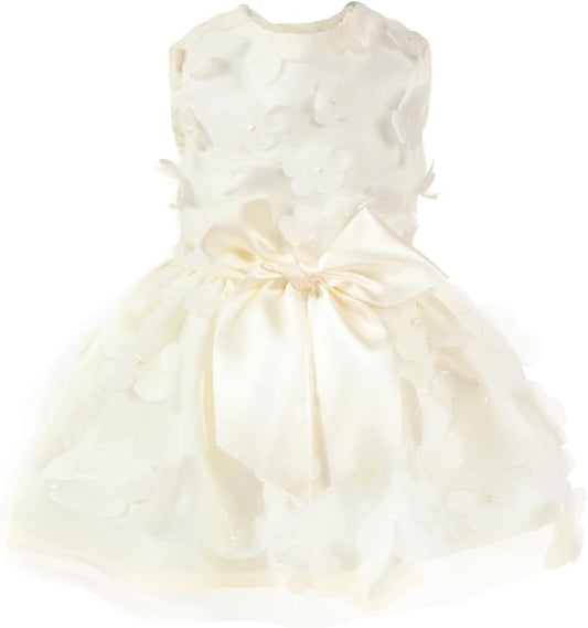 Laifug Dog Dress Puppy Print Princess Dog Dress Cute Party Wear (Beige, L)
