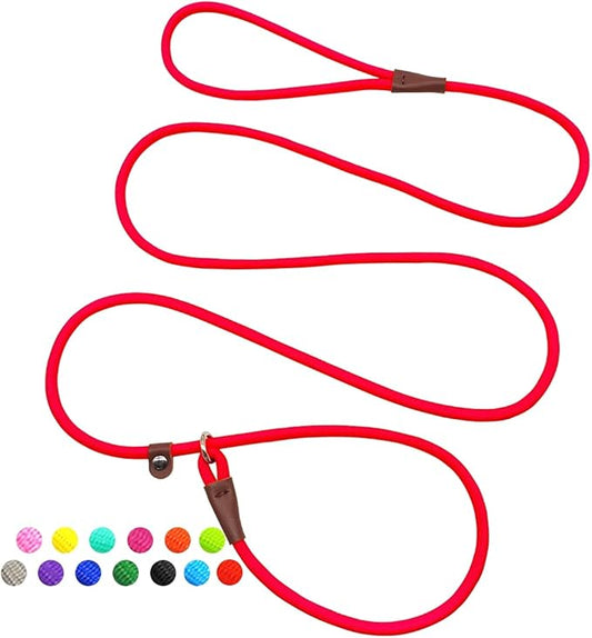 MayPaw Slip Lead Control Leash for Dogs No Pull, 13+ Colors Classic Dog Lead 7 FT Pet Slip Leash, 1/4” Rope Leashes for Small Medium Animals (7ft*1/4", Red)