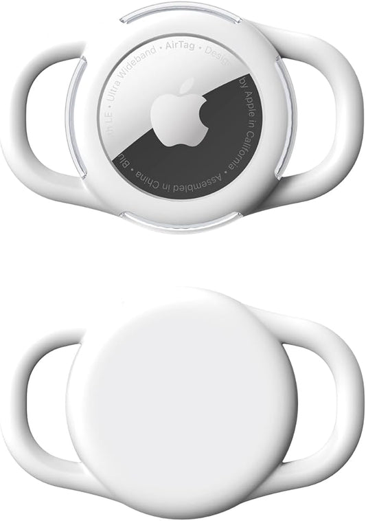 Waterproof Airtag Holder for Dog Collar, Soft Full-Body Protective Airtag Holder for Dog & Cat Collars, Ultra-Durable, Easy Installation, Lightweight Clear Airtag Case (White, Small)