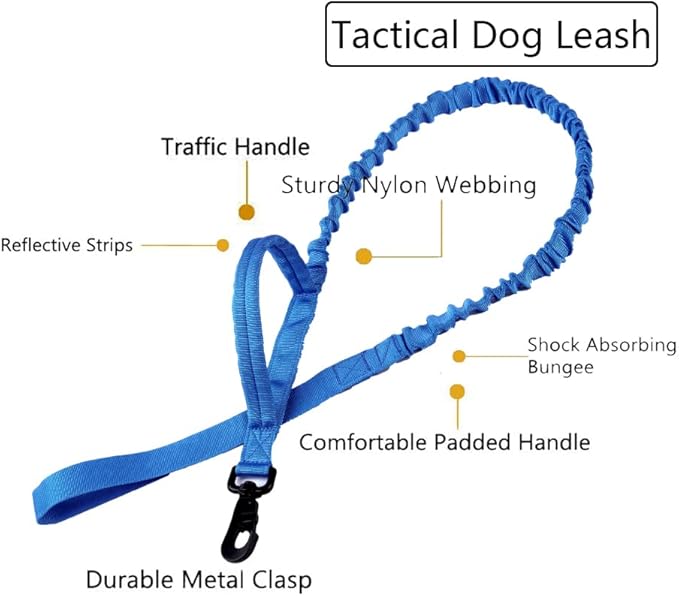 Xqpetlihai Tactical Dog Collar and Leash Set Adjustable Military Nylon Dog Collar with Control Handle and Heavy Duty Metal Buckle for Large Dogs(Dark Blue S