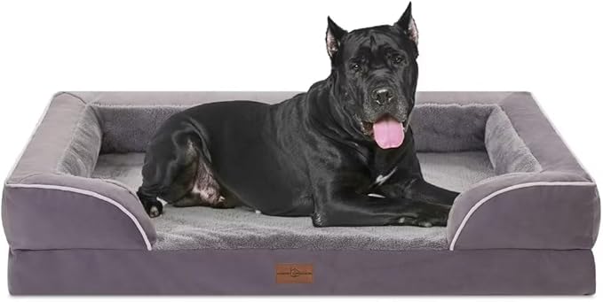 Comfort Expression XXL Waterproof Orthopedic Dog Bed for Extra Large Dogs, Orthopedic Foam Dog Beds, Washable Dogs Sofa Bed with Removable Cover & Non-Slip Bottom(XX-Large,Purple)