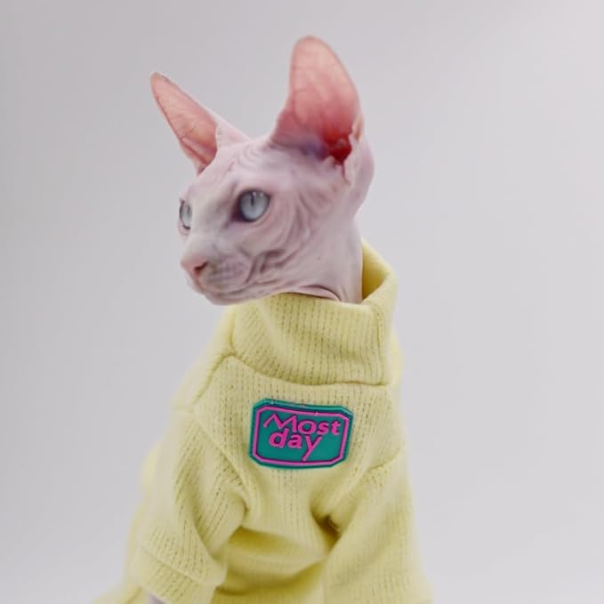 Sphynx Cat Clothes Autumn and Winter Thickened Warm Quilted Vest Shirt Hairless Cat Clothes Devon Cat Bottoming Shirt Pet Cat Clothes… (Large, Rose Red)