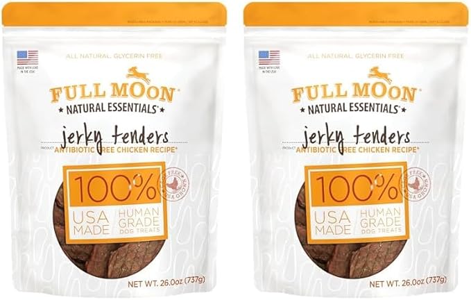 Full Moon Chicken Jerky Tenders Healthy All Natural Dog Treats Human Grade Made in USA 26 oz (Pack of 2)