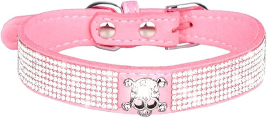 Cute Dog Collar with Bling Rhinestone, Fancy Crystal Diamond Glitter Pretty Jewel Soft Cat Collars for Small Medium Large Breed Dogs Girl Female Pet Puppy Kitten Terrier (L, Pink6)