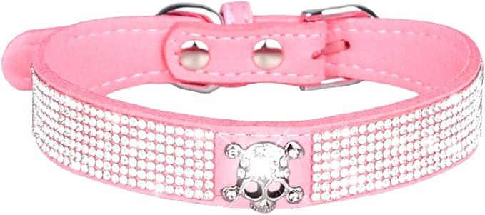 Cute Dog Collar with Bling Rhinestone, Fancy Crystal Diamond Glitter Pretty Jewel Soft Cat Collars for Small Medium Large Breed Dogs Girl Female Pet Puppy Kitten Terrier (M, Pink6)