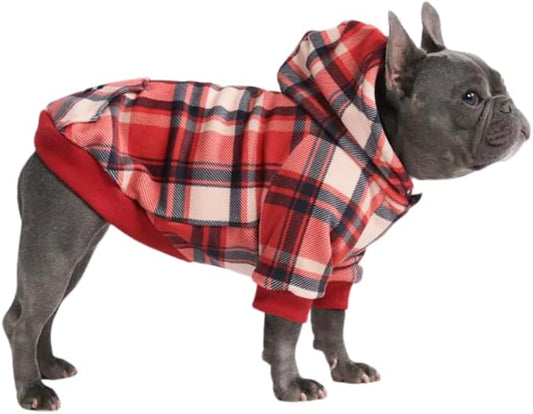 Spark Paws Dog Hoodie - Premium Quality, Buttery Soft, Superior Comfort and Fit, Calming Fleece Interior, Suitable for All Breeds - Red Plaid, XL