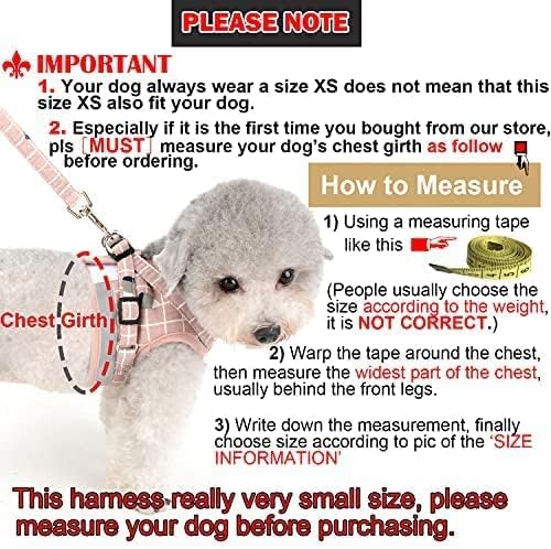Zunea No Pull Small Dog Harness and Leash Set Adjustable Reflective Step-in Chihuahua Vest Harnesses Mesh Padded Plaid Escape Proof Walking Puppy Jacket for Boy Girl Pet Dogs Cats Pink M