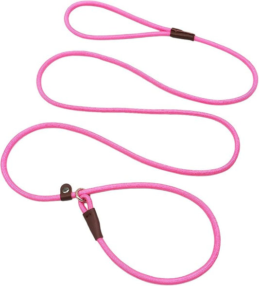 MayPaw Slip Lead Control Leash for Dogs No Pull, 13+ Colors Classic Dog Lead 7FT Pet Slip Leash, 1/4” Rope Leashes for Small Medium Animals (7ft*1/4", Pink)