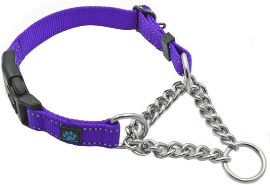 Max and Neo Stainless Steel Chain Martingale Collar - We Donate a Collar to a Dog Rescue for Every Collar Sold (Medium, Purple)