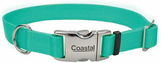 Coastal Pet Adjustable Dog Collar with Metal Buckle - Comfortable Fade-Resistant Dog Collar with Snap Lock - Perfect for Walking & Tie Outs - Teal - 1" x 18" - 26"