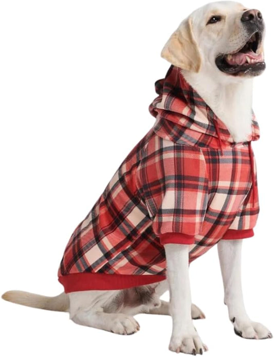 Spark Paws Dog Hoodie - Premium Quality, Buttery Soft, Superior Comfort and Fit, Calming Fleece Interior, Suitable for All Breeds - Red Plaid, 4XL