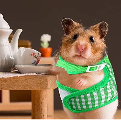 Weewooday 3 Pieces Guinea Pig Harness with Leash Small Pet Harness Fruit Plaid Pattern Adjustable Padded Walking Vest for Pet Hamster Squirrel Animals(Pineapple, Blue, Green Plaid,Small)