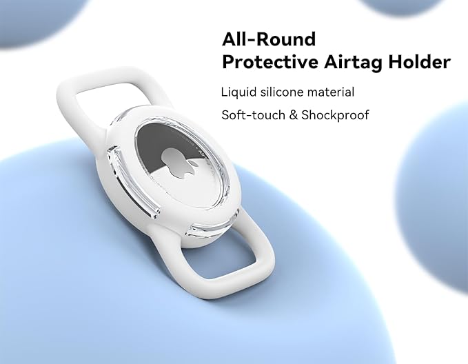 Waterproof Airtag Holder for Dog Collar, Soft Full-Body Protective Airtag Holder for Dog & Cat Collars, Ultra-Durable, Easy Installation, Lightweight Clear Airtag Case (White, Regular)