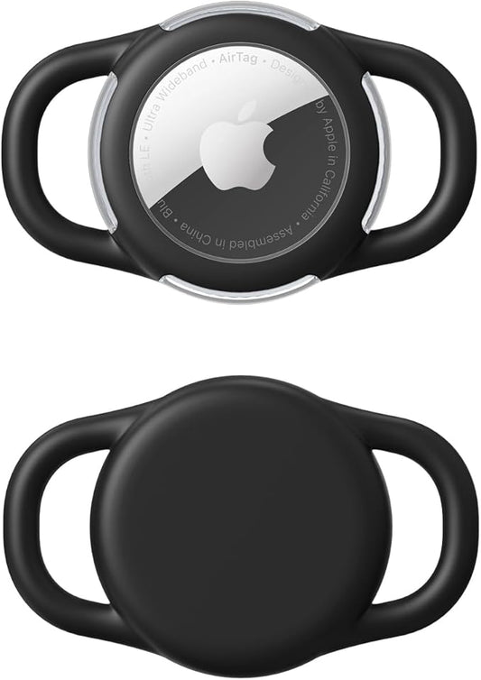 Waterproof Airtag Holder for Dog Collar, Soft Full-Body Protective Airtag Holder for Dog & Cat Collars, Ultra-Durable, Easy Installation, Lightweight Clear Airtag Case (Black, Small)