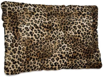 Vintage Leopard Print Dog Bed Cat Bed, Rectangle Comfortable Pet Bed, Ultra Soft Calming Dog Bed for Small Medium Large Dogs, 18" x 24"