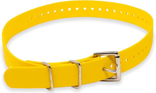 Educator Biothane Dog Collar, Waterproof, Odorproof, Metal Buckle and D Ring, Adjustable for Custom Fit, Cool and Comfortable, for Small, Medium, or Large Dogs, 1-Inch, Yellow