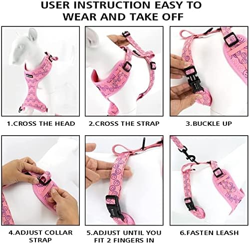 Dog Harness and Leash Set, Adjustable Dog Harness, Dog Leash, No Pull No Choke Puppy Harnesses for Walking Training for Small, Medium, Large Pet