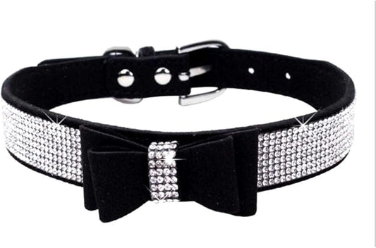 Cute Dog Collar with Bling Rhinestone, Fancy Crystal Diamond Glitter Pretty Jewel Soft Cat Collars for Small Medium Large Breed Dogs Girl Female Pet Puppy Kitten Terrier (M, Black1)