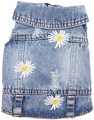 Pet Clothes Denim Dog Costume Summer Cowboy Vest Daisy Shirt Jeans Jacket Puppy Clothing for Chihuahua Yorkies