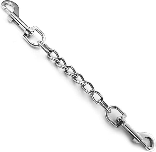 Dog Collar Backup Strap,Harness to Collar Safety Clip, Metal Stainless Steel Chain Leash Safety Strap, Escape Proof Safety Attachment for Dog, safeties, Backup, Connector. (10 Inches)