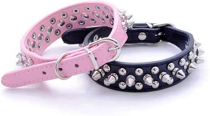 Yellow Puppy Collar with Spike, Mushrooms Rivet Spiked Dog Collar Anti-Bite Studded Protective Pet Neck Faux Leather Boy Cat Collars for XXS XS Small Medium Large Male Dogs Goat, S