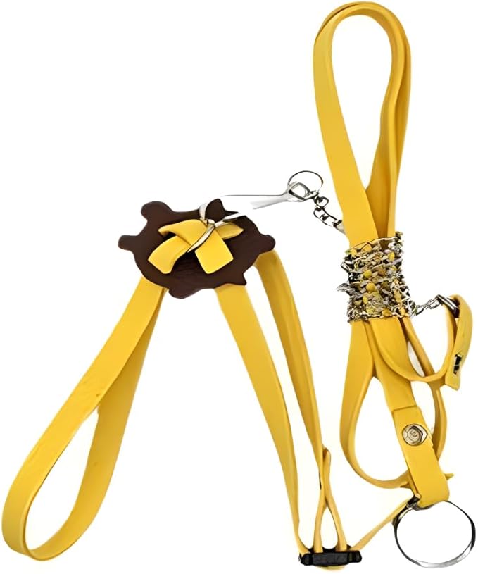 Tortoise Leash, Adjustable Control Rope Turtle Leash and Harness Pet Walking Rope for Small Medium and Large Turtle Pets Outdoor Walking Training Supplies,Yellow L