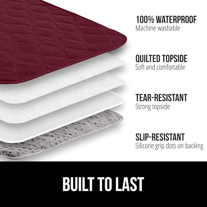GORILLA GRIP Waterproof Dog Bed Cover, Pet Blanket for Furniture, Sofa, Couch, Crate, Car, Sofa Throw Essential for Cats and Dogs, Tear and Slip Resistant Leakproof Cushion Cover, 30x70 Burgundy