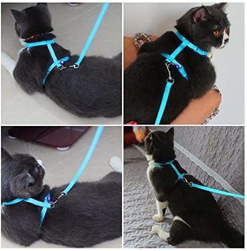 2 Pack Rabbit Harness Leash - Persuper Bunny Cat Leash Adjustable Soft Nylon Small Animal Harness Set for Walking Running Outdoor Use with Safe Bell for Puppy Dog, Pig, Kitten, Ferret, Mini Pet