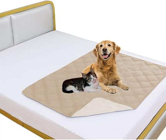 fuguitex Waterproof Dog Blanket, Pet Friendly Reversible Throw Essential for Small Dogs, Tear Resistant Leakproof Washable Couch Cushion Bed Protector Cover for Indoor Furniture(40"*50",Beige+Cream