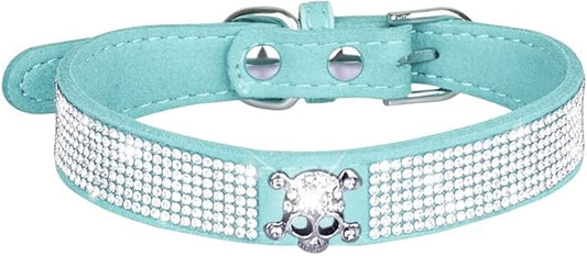 Cute Dog Collar with Bling Rhinestone, Fancy Crystal Diamond Glitter Pretty Jewel Soft Cat Collars for Small Medium Large Breed Dogs Girl Female Pet Puppy Kitten Terrier (S, Light Blue6)