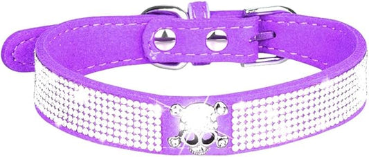 Cute Dog Collar with Bling Rhinestone, Fancy Crystal Diamond Glitter Pretty Jewel Soft Cat Collars for Small Medium Large Breed Dogs Girl Female Pet Puppy Kitten Terrier (L, Purple6)
