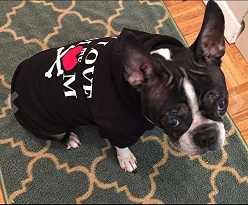 EXPAWLORER Dog Hoodie-Soft and Warm Dog Sweaters, Pet Clothes Autumn Winter Coat Sweatshirt with I Love My MOM Print for Puppy,Cat, Small Medium Large Dogs