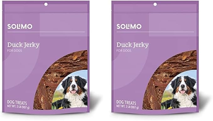 Amazon Brand - Solimo Duck Jerky Dog Treats,2 pounds (Pack of 2)