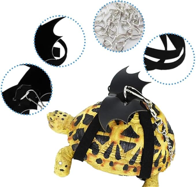 Turtle Harness and Leash with Wings- Harness Strap Chest Collar Adjustable Rope Walking for Turtle Reptile(Black S