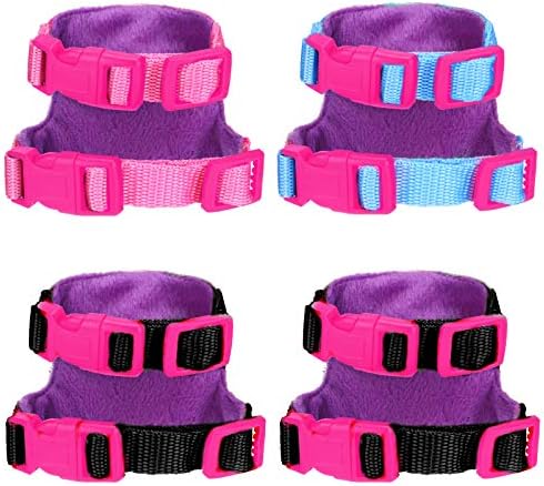 4 Pieces Small Pet Harness Vest and Leash Set with Cute Bowknot and Safe Bell Decor Chest Strap Harness for Outdoor Walking Rabbit Ferret Guinea Pig Bunny Hamster Puppy Kitten (Small)