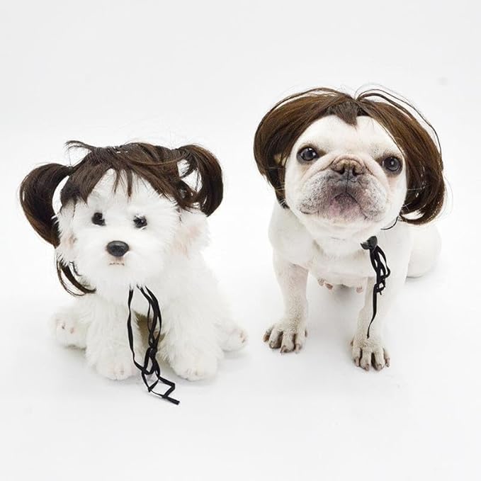 Spa Day Dog Costume Cosplay Wig, Curly Hair Pet Cat Wigs for Halloween Parties Dog Hats Wigs for Small Medium and Large Dogs Adjustable(Pet Head Circumference 6-27 inches)