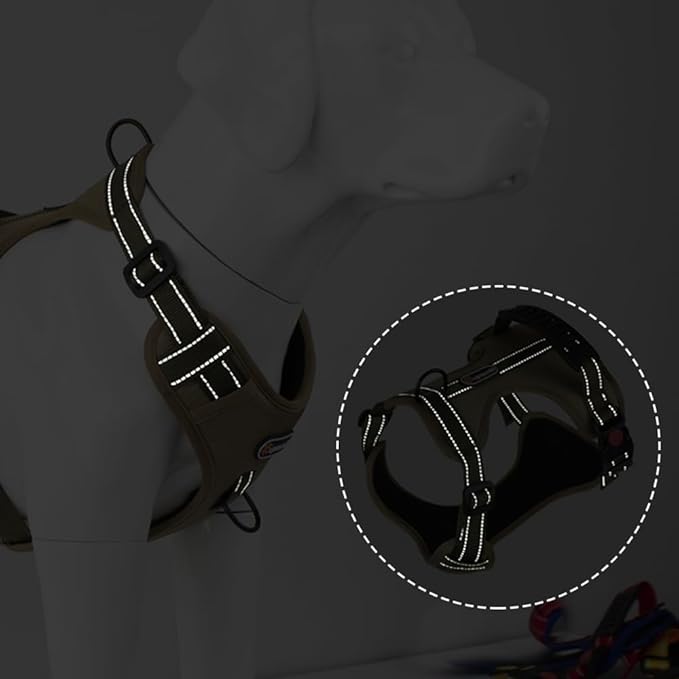 XL Tactical Dog Harness No Pull Adjustable Puppy Vest Collar for Large Dogs, Heavy Duty Oxford Training Harnesses with Handle, Medium and Small Size Reflective Pet Collars for Walking, Running