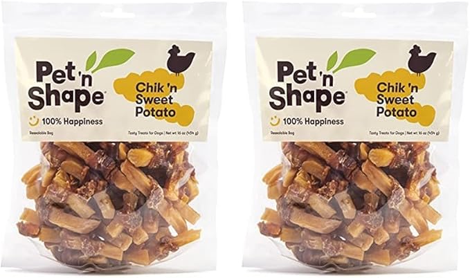 Pet 'n Shape Sweet Potato Chews Jerky Dog Treats - 1 Pound (Pack of 2)