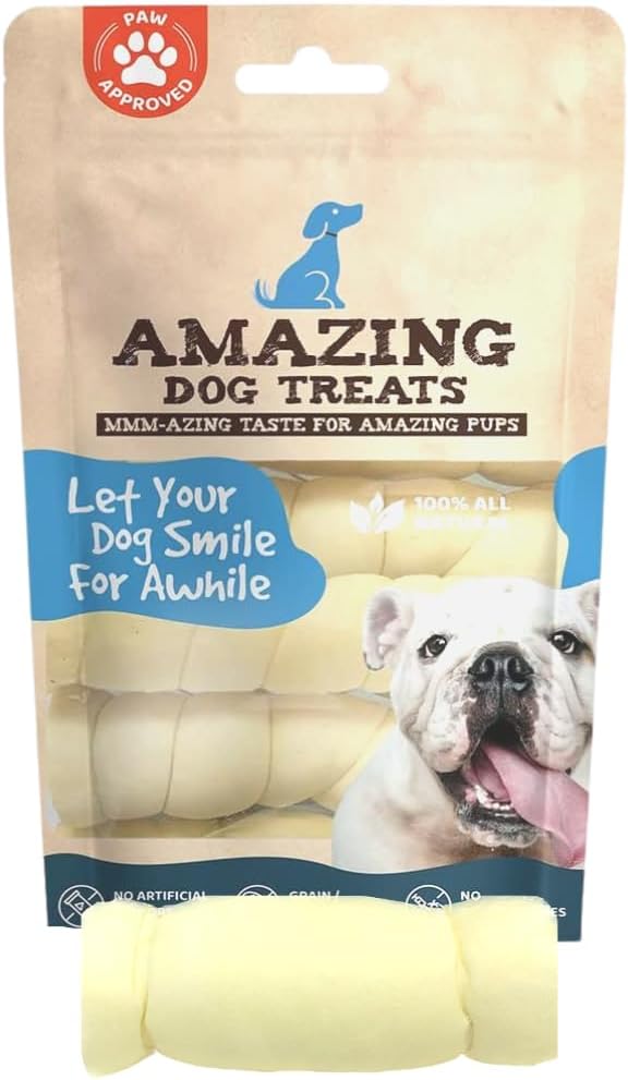 Amazing Dog Treats - Beef Cheek Rolls (4 Inch Regular - 8 Pcs) - Safe Rawhide Alternative Dog Chew - Great for Power Chewers - Long Lasting Dog Chew - Retriever Rolls for Dogs