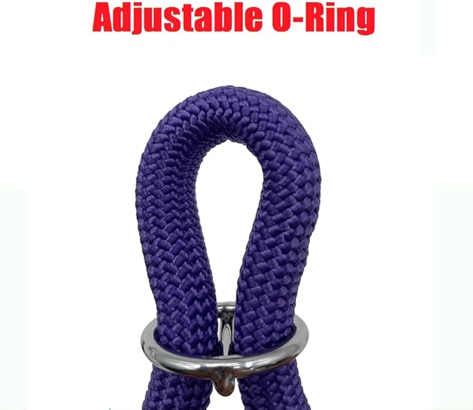 Braided Round Martingale Dog Collar, Training Collar with Slidable Stop Ring - Ideal for Large Dogs (XL(1/2") - 26" Long, Purple)