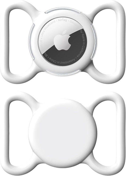 Waterproof Airtag Holder for Dog Collar, Soft Full-Body Protective Airtag Holder for Dog & Cat Collars, Ultra-Durable, Easy Installation, Lightweight Clear Airtag Case (White, Large)