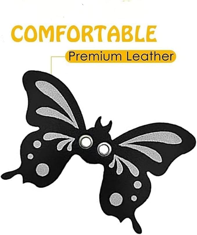 Bearded Dragon Harness Leash Set Adjustable 3PC Leather Vest Butterfly Wings Harness Lizard Outdoor Walking Control Rope for Iguana Gecko Chameleon Hamster Ferret (Black)