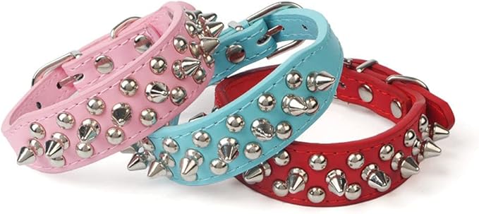 Yellow Puppy Collar with Spike, Mushrooms Rivet Spiked Dog Collar Anti-Bite Studded Protective Pet Neck Faux Leather Boy Cat Collars for XXS XS Small Medium Large Male Dogs Goat, S