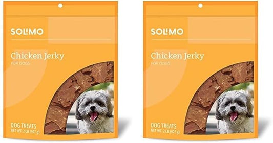 Amazon Brand - Solimo Chicken Jerky Dog Treats, 2 pounds (Packaging May Vary) (Pack of 2)