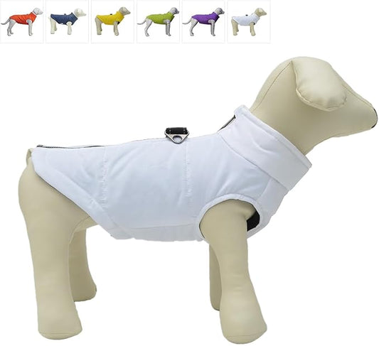 Winter Vest With Cotton Lining, Waterproof Ultra Warm Coat, Windproof Zippered Jacket, Breathable Soft for Small Medium Large Dogs, White XXXL