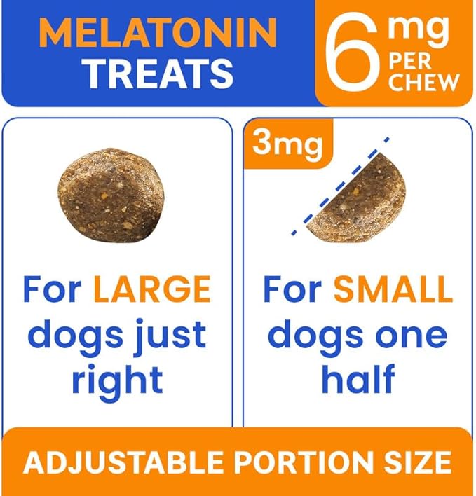 (Extra Strength) Calming Melatonin for Dogs Sleep - 6mg Dog Melatonin Chews for Small & Large Dogs, Puppy Melatonin Treats - Calming Aid for Dogs - Medium Doggie Sleeping Pills - 120 Treats