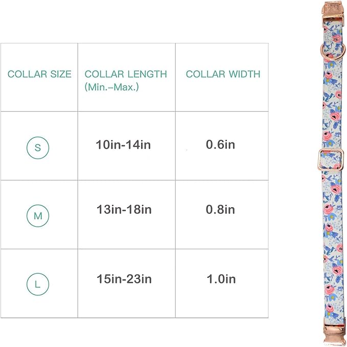 Metal Buckle Dog Collar, Durable Adjustable Dog Collar Soft for Small Medium Large Dogs (M(13-18in), Flower2)